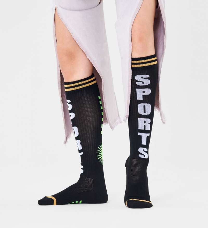 Happy Socks Sports Knee High Socken Unisex Schwarz | Schweiz 67529GXNC