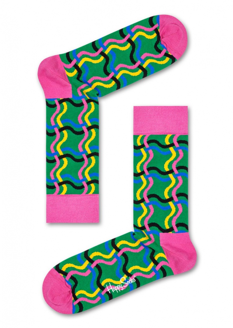 Happy Socks Squiggly Socken Unisex Grün | Schweiz 07192FBCJ