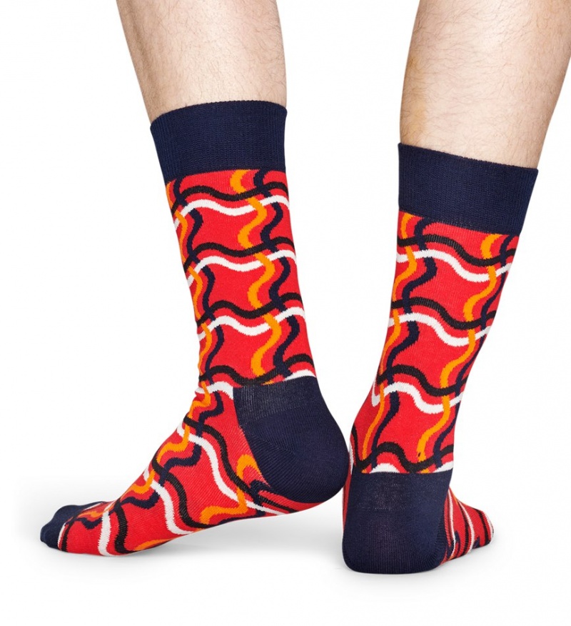 Happy Socks Squiggly Socken Unisex Rot | Schweiz 08529XAND