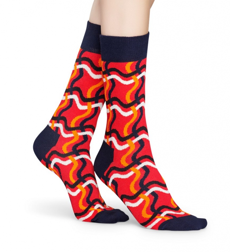 Happy Socks Squiggly Socken Unisex Rot | Schweiz 08529XAND