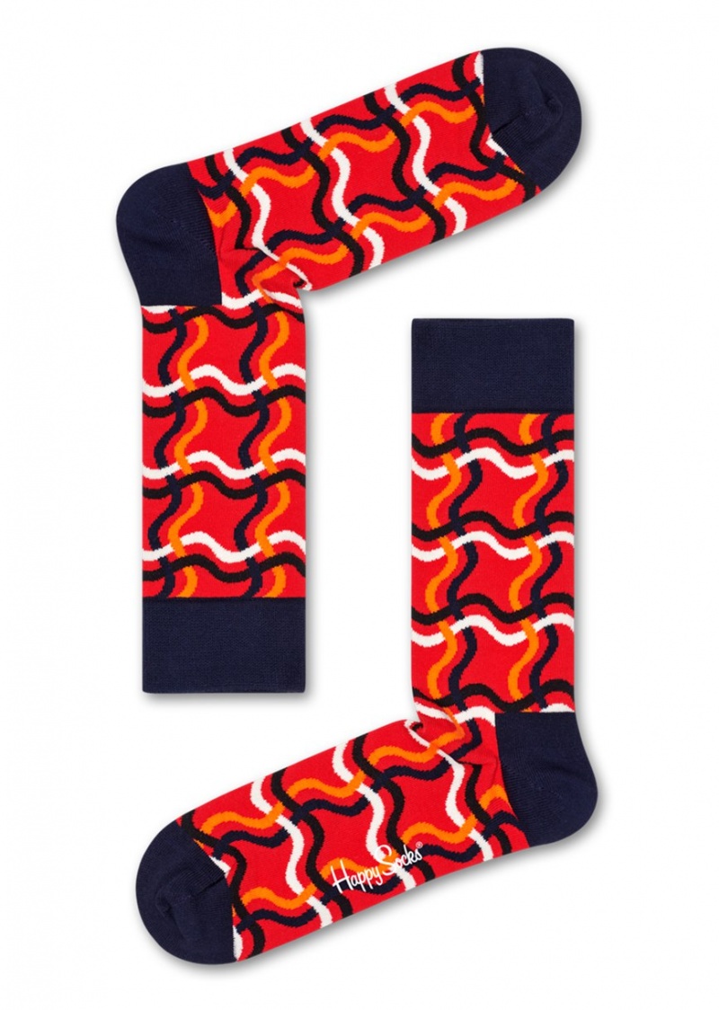 Happy Socks Squiggly Socken Unisex Rot | Schweiz 08529XAND