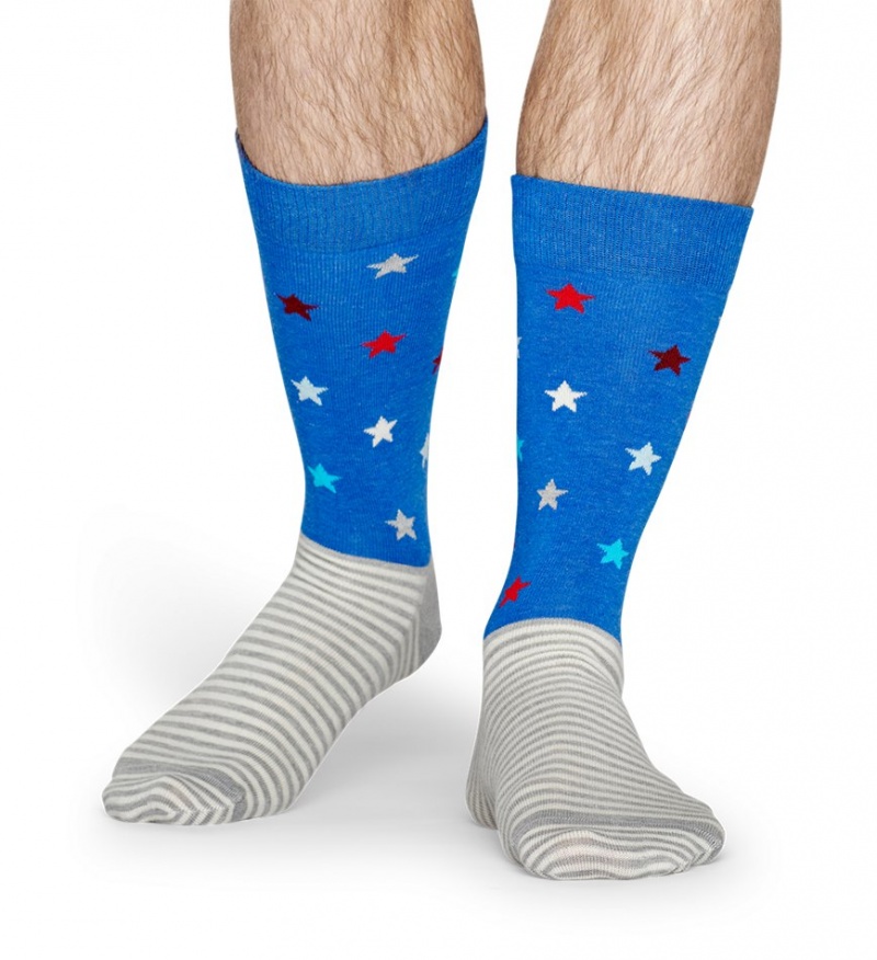 Happy Socks Star Stripe Socken Unisex Blau | Schweiz 92076YHJX