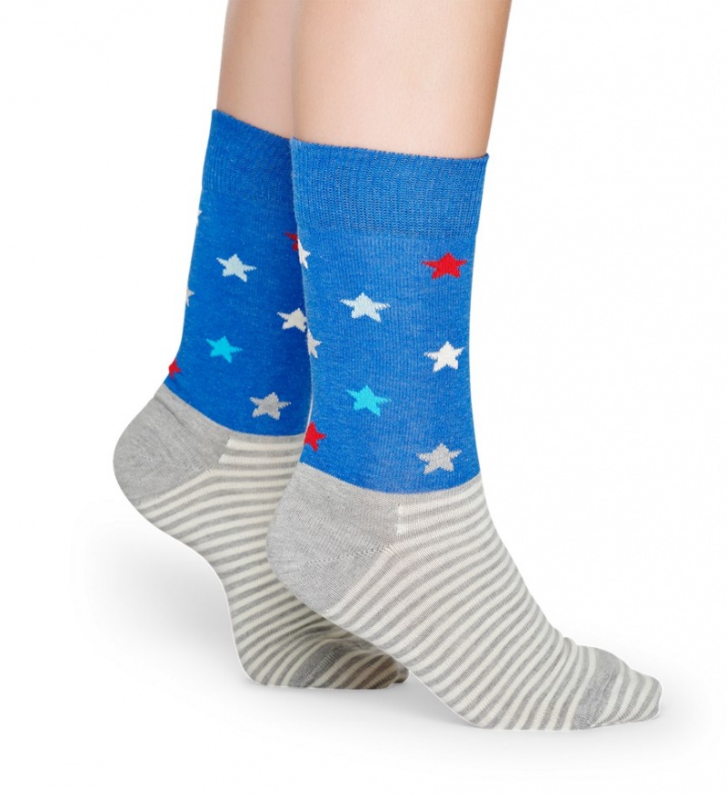 Happy Socks Star Stripe Socken Unisex Blau | Schweiz 92076YHJX