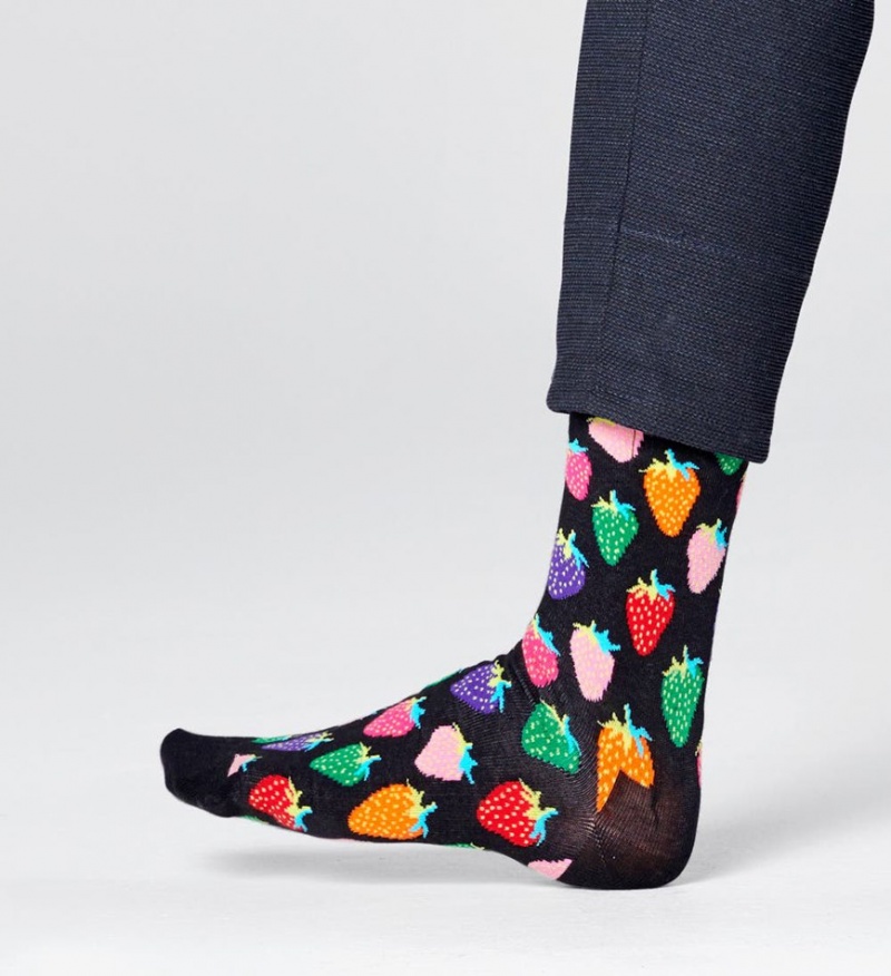 Happy Socks Strawberry Socken Unisex Schwarz | Schweiz 30267KGAJ