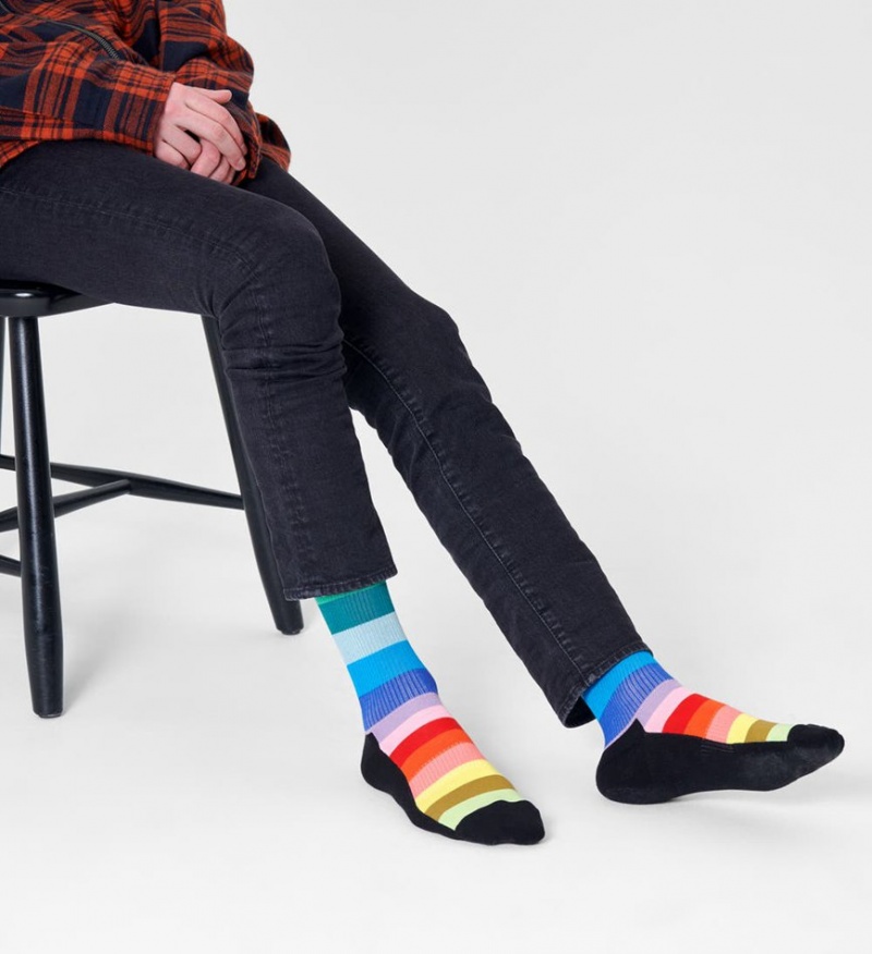 Happy Socks Stripe Crew Socken Unisex Schwarz | Schweiz 25680QSNL