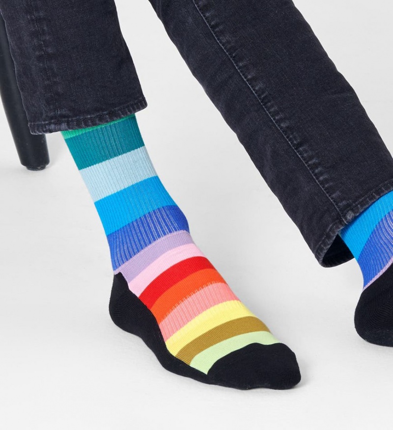 Happy Socks Stripe Crew Socken Unisex Schwarz | Schweiz 25680QSNL