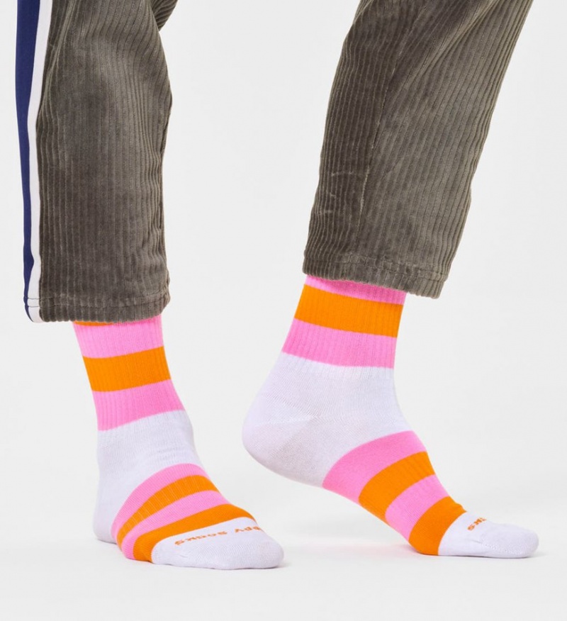 Happy Socks Stripe It 3/4 Crew Socken Unisex Weiß | Schweiz 74250SGIP