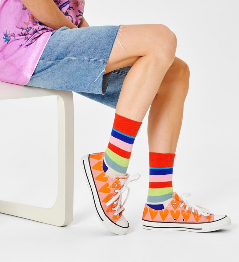 Happy Socks Stripe Socken Unisex Dunkelorange | Schweiz 49756EJVY