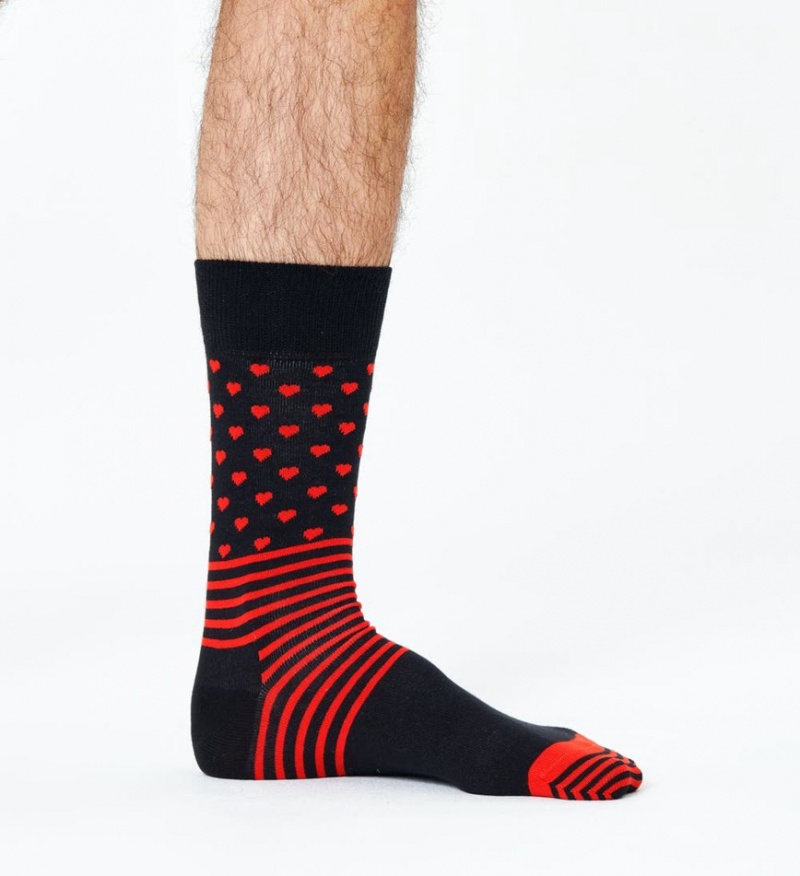 Happy Socks Stripes And Heart Socken Unisex Schwarz | Schweiz 51478ZLHI