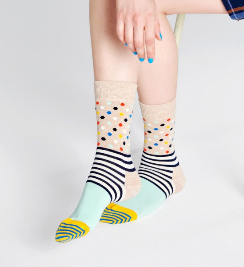 Happy Socks Stripes & Dots Socken Unisex Beige | Schweiz 19532CZBQ