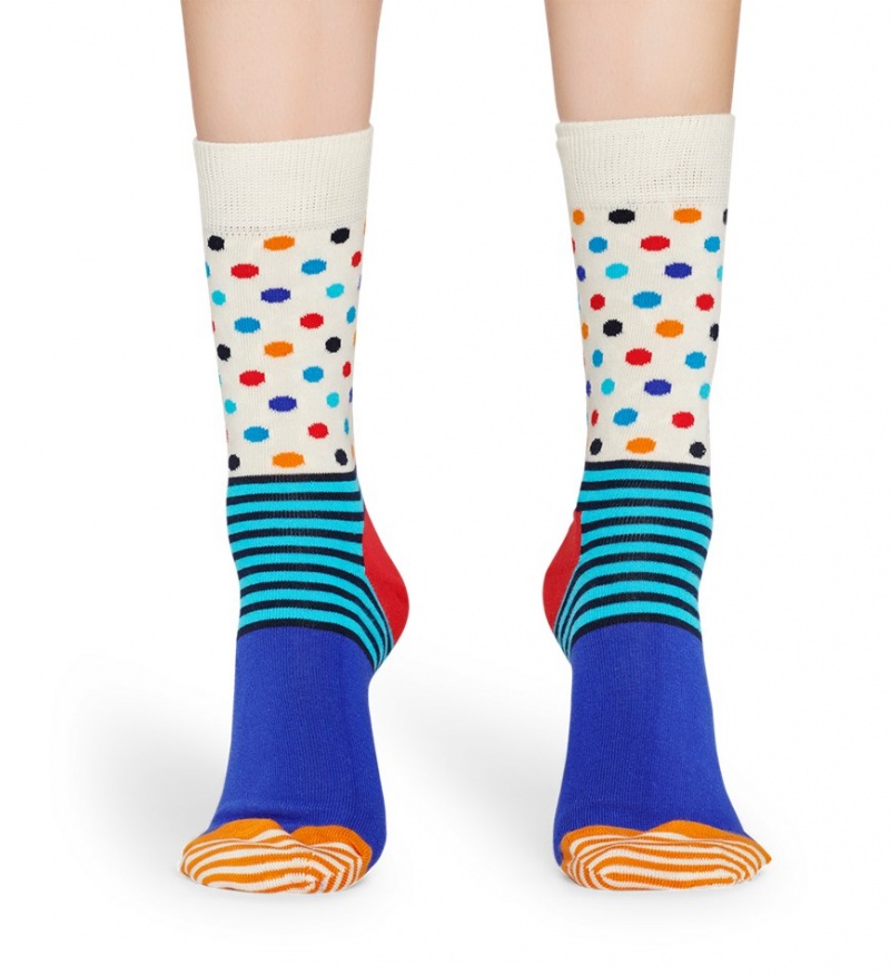 Happy Socks Stripes & Dots Socken Unisex Weiß | Schweiz 35472IEHQ