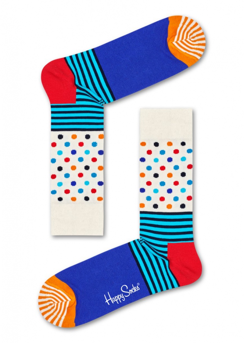 Happy Socks Stripes & Dots Socken Unisex Weiß | Schweiz 35472IEHQ