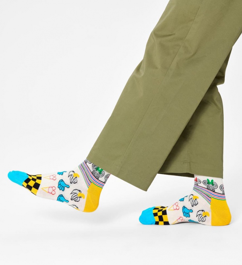 Happy Socks Sunny Sketch Socken Unisex Weiß | Schweiz 40391RYBO