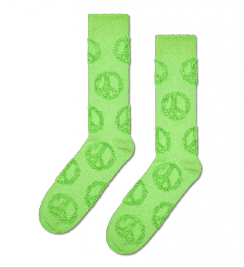 Happy Socks Terry Peace Sign Socken Unisex Hellgrün | Schweiz 18726DPSK