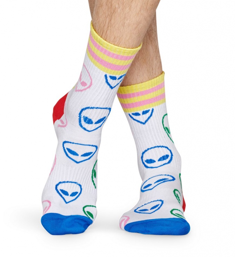 Happy Socks Turn Alien Mid High Socken Unisex Weiß | Schweiz 75108IMQG