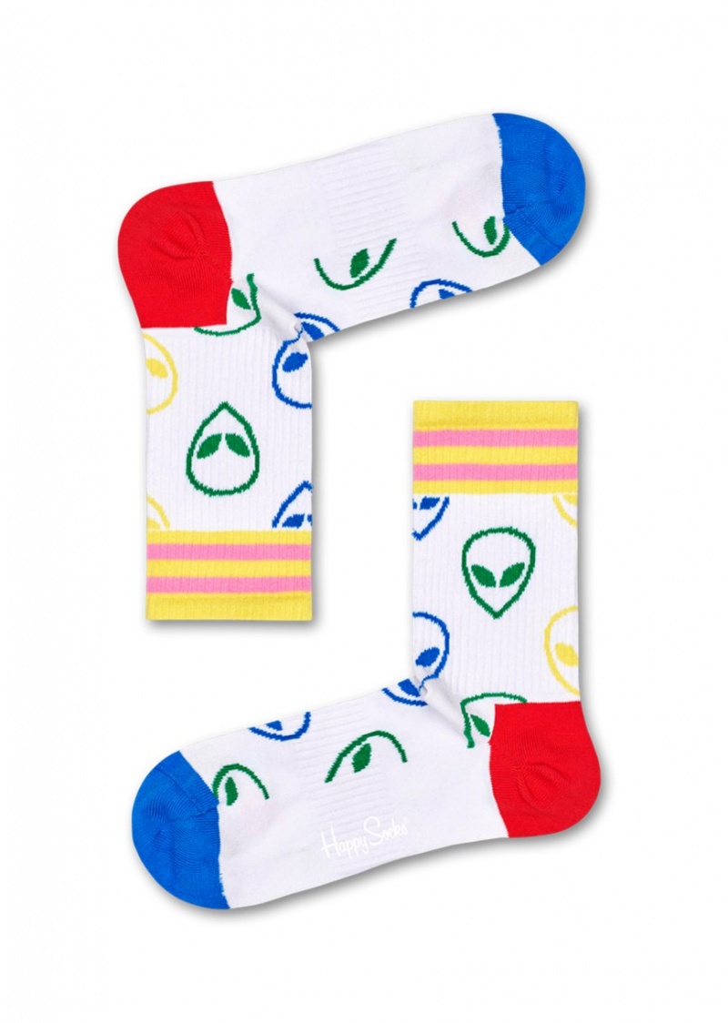 Happy Socks Turn Alien Mid High Socken Unisex Weiß | Schweiz 75108IMQG