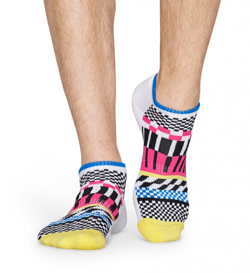 Happy Socks Turn Checked Stripe Low Socken Unisex Weiß | Schweiz 43675VCNI