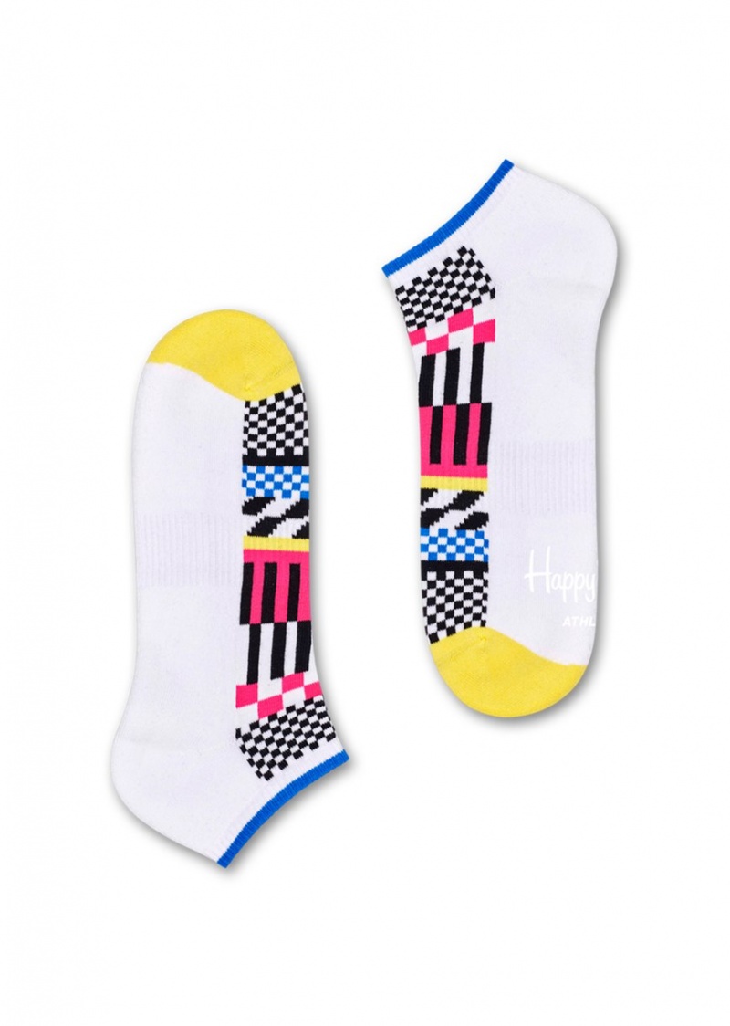 Happy Socks Turn Checked Stripe Low Socken Unisex Weiß | Schweiz 43675VCNI