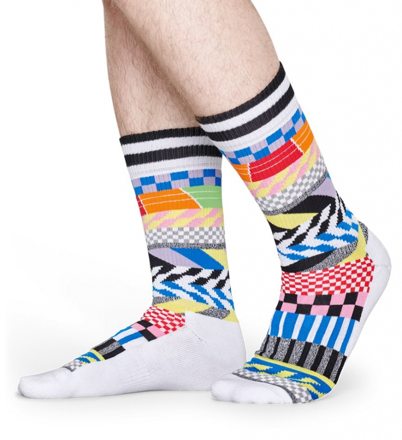 Happy Socks Turn Checked Stripe Socken Unisex Weiß | Schweiz 49820MQVR