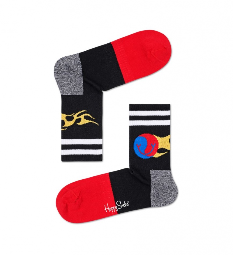 Happy Socks Turn Flame 3/4 Crew Socken Unisex Schwarz | Schweiz 79028YGTC