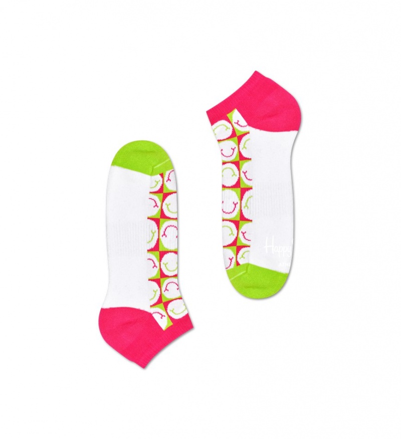 Happy Socks Turn Happy Check Low Socken Unisex Weiß | Schweiz 56204AXKE