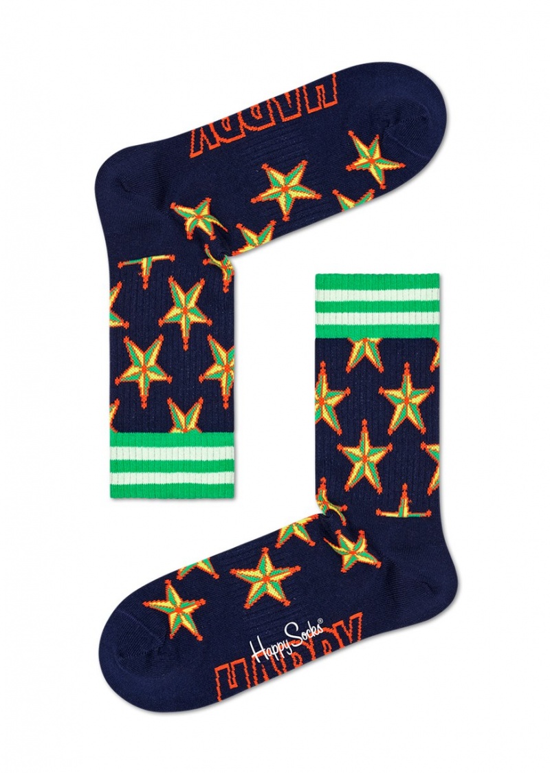 Happy Socks Turn Sheriff Star 3/4 Crew Socken Unisex Blau | Schweiz 27394OPIN