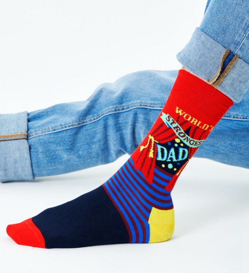 Happy Socks World´s Strongest Dad Socken Unisex Rot | Schweiz 86415MAVX