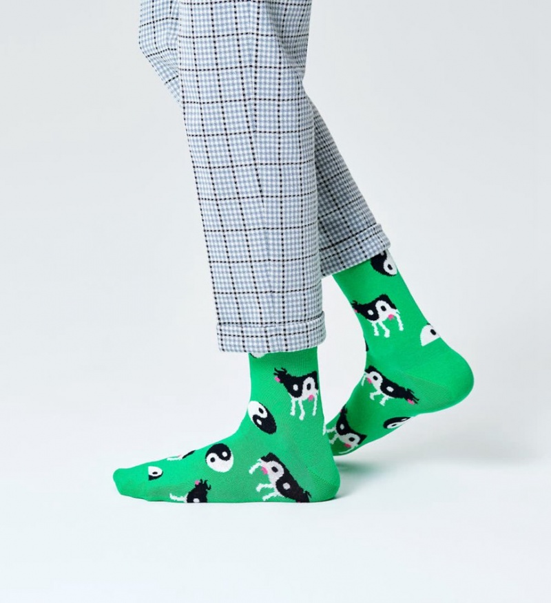 Happy Socks Yin Yang Cow Socken Unisex Grün | Schweiz 36074OYDW