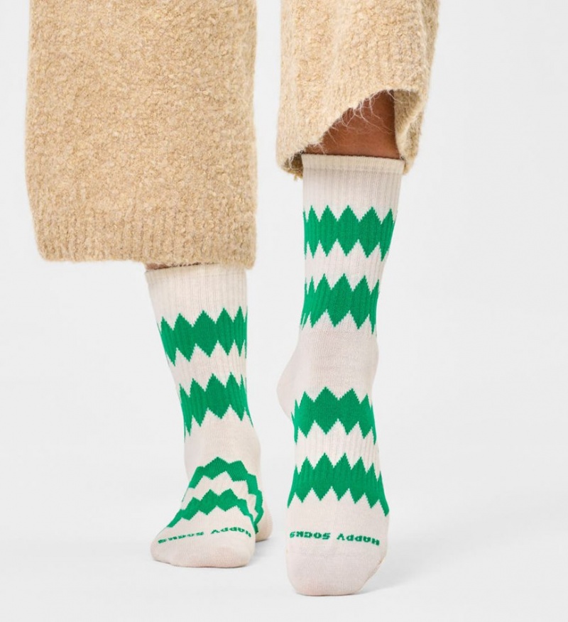 Happy Socks Zigzag 3/4 Crew Socken Unisex Beige | Schweiz 25930ZBYK